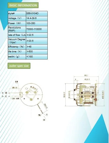 S55-0104c Brushless DC Electric Motor for Vacuum Cleaner